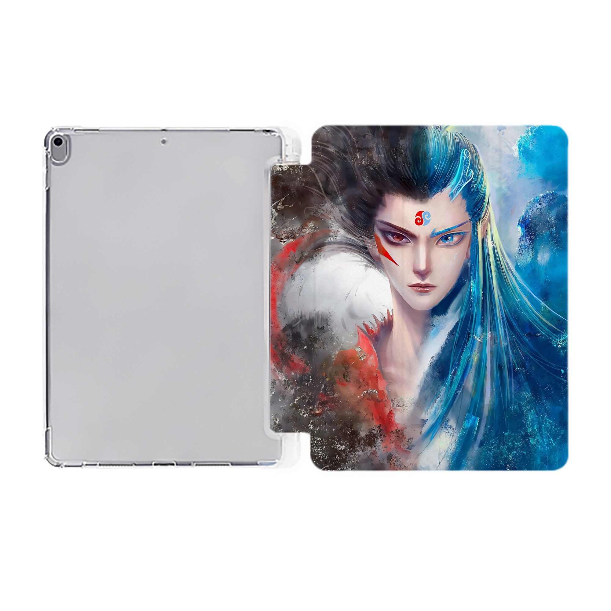 （画像用） Ne Zha 2 ナタ 魔童の大暴れ IPad ケース ペン収納付き 三つ折りスタンド PUレザー×シリコン 対応機種9.5/10.5/10.9インチ